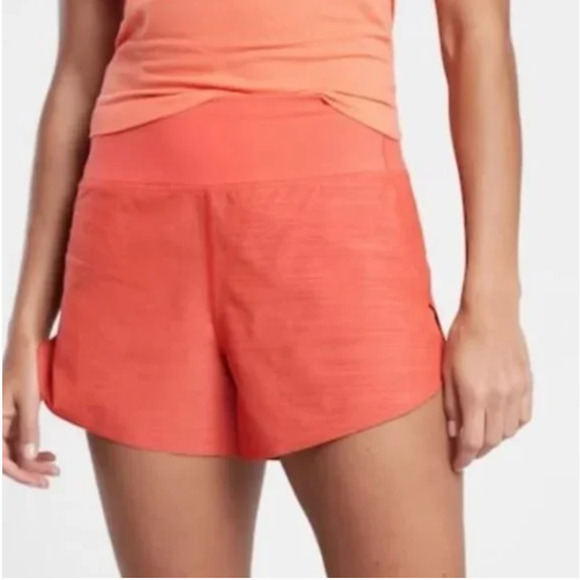 Athleta Run With It Textured 3.5" Short, Space Dye Orange 1X - Picture 2 of 5
